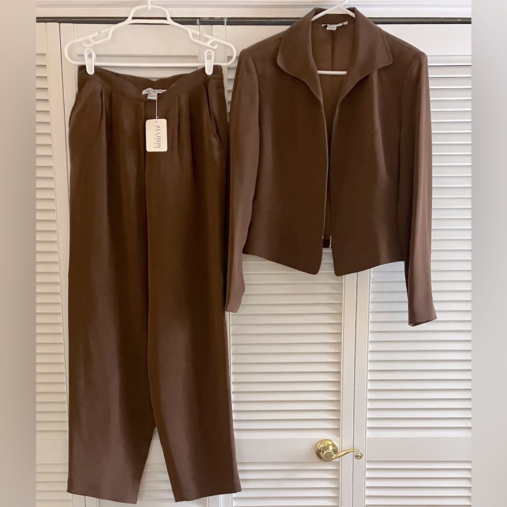 Allison Taylor Brown Silk Pantsuit